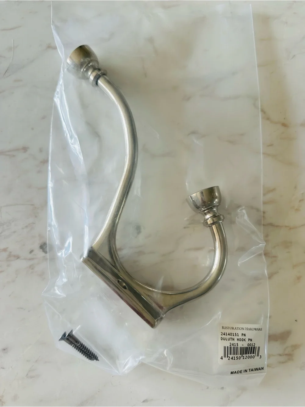 Restoration Hardware Duluth Polished Nickel Wall Hook